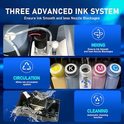 A3 DTF Printer,L1800 T-Shirt Transfer Printer with White Ink Circulatory  for DIY Direct Print T-Shirts, Hoodie,Fabrics (DTF Printer+250ml*5)