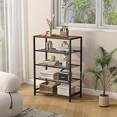 Kahomvis 31 in. H 15-Pair 5-Tier Black Plastic Shoe Rack, Sturdy Shoe Shelf Storage for Bedroom, Entryway and Hallway