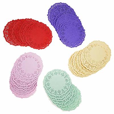 DECORA 9X6.5 Inch Rectangle White Paper Doilies for Birthday Party