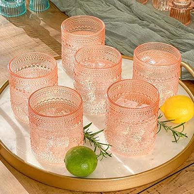 10 oz. Hobnail Beaded Floral Rose Gold Drinking Glasses (Set of 6)