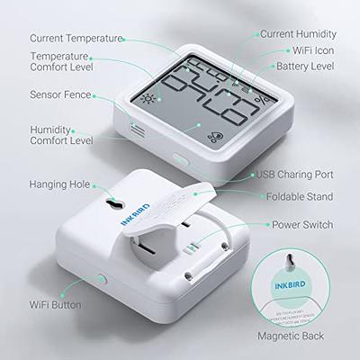 WiFi Temperature Humidity Monitor: Upgraded Smart Temperature and Humidity  Sensor with Large Backlit LCD Screen & App Alerts, Indoor Thermometer