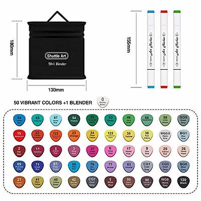 Shuttle Art 205 Colors Dual Tip Alcohol Art Markers, 204 Colors Permanent  Marker Plus 1 Blender 1 Marker Pad 1 Case and Color Chart for Kids Adult