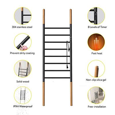 Tangkula Towel Warmer, Bathroom 10 Bars Heated Stainless Steel Towel Rack  with 1-8 Hour Timer & 12-Level Adjustable Temperature, IP44 Waterproof