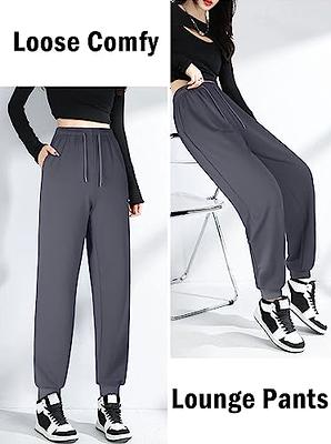 Baggy Wide Leg Sweatpants for Women Fleece High Waist Joggers with Pockets  Lightweight Comfy Drawstring Sweat Pants