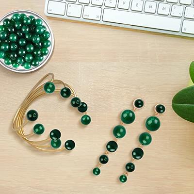 Emerald Jade Color Crystal Jade Round Loose Beads For - Temu