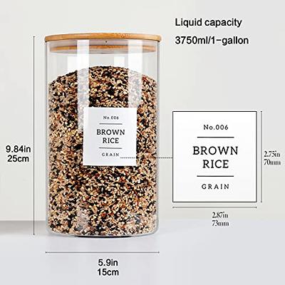 XOTAISM 6 Pcs Airtight Flour and Sugar Containers with 132 Kitchen Pantry  Labels Preprinted - Stackable Plastic Cereal Storage Canisters with Lids