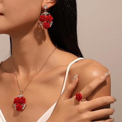 Swarovski Sparkling Dance Rose Gold Necklace and Pierced Earrings Set