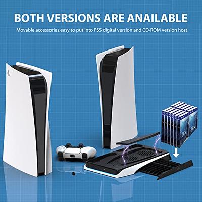  PS5 Wall Mount Kit with 3-level Cooling Fan and Dual Charging  Station, PS5 Shelf Mount Compatible with Playstation 5 Disc & Digital, PS5  Cooling Station for PS5 Accessories with Headset Holder 