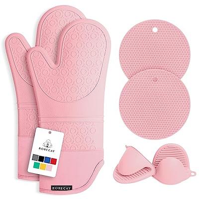 Rorecay Extra Long Oven Mitts and Pot Holders Sets: Heat Resistant