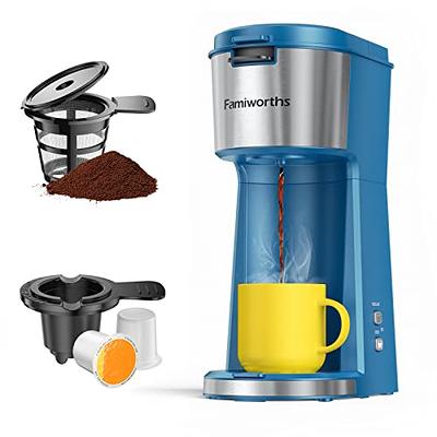 Famiworths Single Serve Coffee Maker for K Cup & Ground Coffee, With Bold  Brew, One Cup Coffee Maker, 6 to 14 oz. Brew Sizes, Fits Travel Mug,  Classic