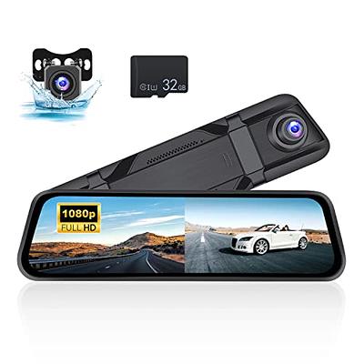 9.66 Inch IPS Touchscreen Mirror Dash Cam, Car Front and Rear View