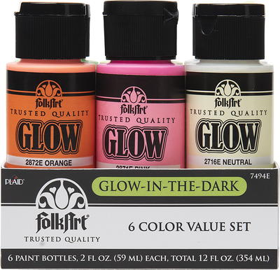FolkArt Glow-in-the-Dark Acrylic Paint Set, Matte, 12 fl oz, 6 Piece -  Yahoo Shopping