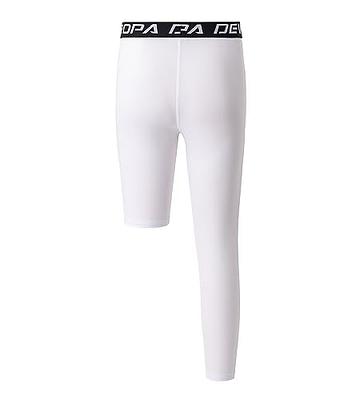 DEVOROPA Youth Boys Leggings One Leg Compression Pants 3/4 Basketball  Sports Tights Running Capris Kids Athletic Base Layer White M - Yahoo  Shopping