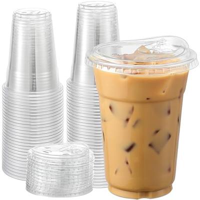  [25 PACK] 14 oz Cups, Iced Coffee Go Cups and Sip Through Lids, Cold Smoothie, Plastic Cups with Sip Through Lids, Clear Plastic  Disposable Pet Cups