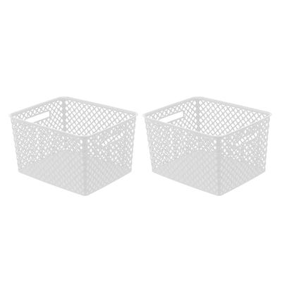 Mainstays Large Decorative Plastic Mesh Basket, 4 Pack, White