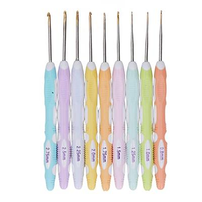 9pcs Crochet Hooks Set Knitting Smooth Needle Tools Ergonomic Plastic  Handle Aluminum Hooks(#2)