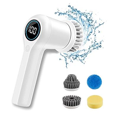 JULY HOME Handheld Electric Spin Scrubber, Cordless Automatic Power Scrubber  for Shower, Cleaner for Tile, Grill, Dish, Sink, Shower Scrubber with 3  Brush Heads (White) 