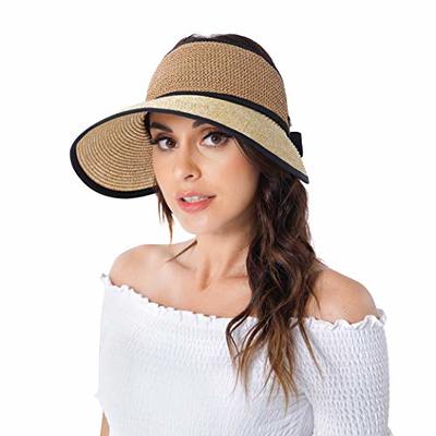 Women Floppy Sun Hat with Wide Brim—Foldable Roll-Up Straw Beach Hat UPF 50