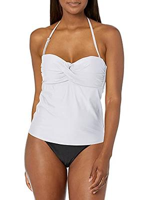 Catalina womens Twist Front Bandeau Swimsuit Tankini Top, White