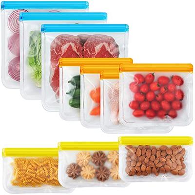 10 Pack Reusable Ziplock Bags Silicone, Leakproof Reusable Freezer