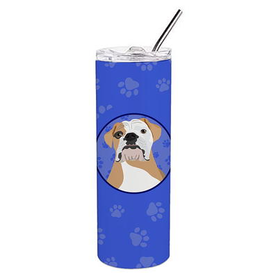 Double Wall Vacuum Insulated Stainless Steel Slim Tumbler with Straw 20 fl.  oz, Pink and Blue