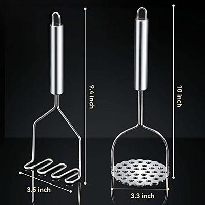 2 Pcs Potato Masher, Heavy Duty Stainless Steel Integrated Masher