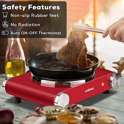  Cusimax Hot Plate Electric Burner Single Burner Cast Iron hot  plates for cooking Portable Burner 1500W with Adjustable Temperature  Control Stainless Steel Non-Slip Rubber Feet, Upgraded Version: Home &  Kitchen