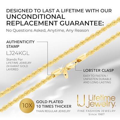 LIFETIME JEWELRY 5mm White Gold Chain for Men & Women 24k Real Gold Plated  Diamond Cut