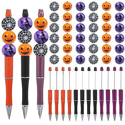 Jouierty 12 Set Beadable Pens Assorted Beaded Pen Bulk, Black Ink Ballpoint  Pen with Cartoon Mouse Head Silicone Bead Crystal Spacer Beads Pack Bag