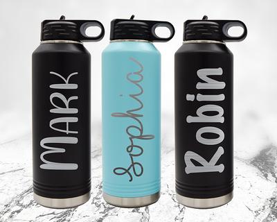 Engraved Water Bottles With Straw, Personalized Insulated Water