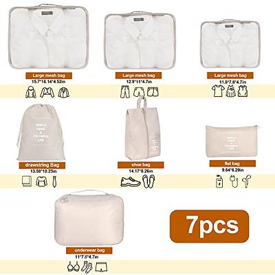 7 Set Packing Cubes for Suitcases, kingdalux Lightweight Travel Luggage  Packing Organizers, Compression Storage Shoe Bag, Clothing Underwear Bag,  Travel Cubes Set for Man & Women, Beige - Yahoo Shopping