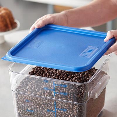 Vigor 12, 18, and 22 Qt. Blue Square Polypropylene Food Storage