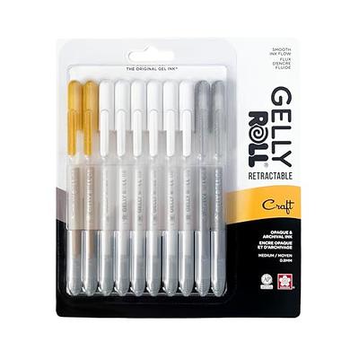 Qionew Gold Gel Pens, 3 Pack, 1mm Extra Fine Point Pens Gel Ink Pens Opaque White Archival Ink Pens for Black Paper Drawing, Sketching, Illustration