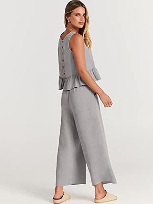 EVALESS Petite Summer Black Linen Pants for Women 2024 Trendy Spring  Elastic High Waisted Flowy Wide Leg Pants Woman Business Casual Work  Palazzo Pants Baggy Lounge Trousers with Pockets Small at