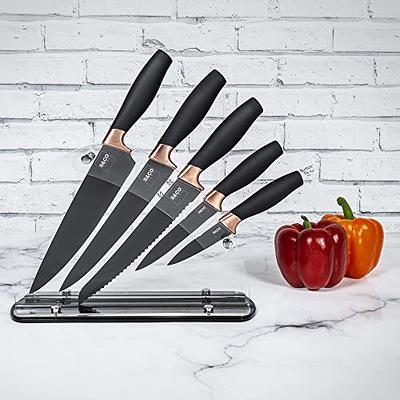 Knife Set, 9 PCS White Stainless Steel Kitchen Knife Set For Chef, Super Sharp  Knife Set With Acrylic Stand, Non-Stick Coated Chef Knives Block Set For  Kitchen With Sharpener, Ergonomical Design