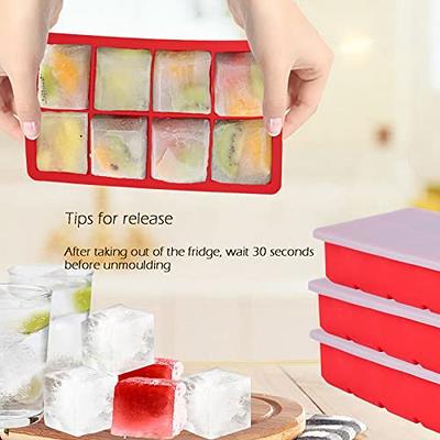 NueZoo Large Ice Cube Tray, 4 Pack Silicone Ice Cube Mold with Lid