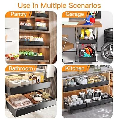 Pull out Cabinet Organizer, Expandable(11.7-19.7) Heavy Duty Slide out  Drawers Fixed with Adhesive Nano Film for Pots, Roll out Shelf Storage for  Kitchen Base Cabinet Organization, Pantry, Bathroom - Yahoo Shopping