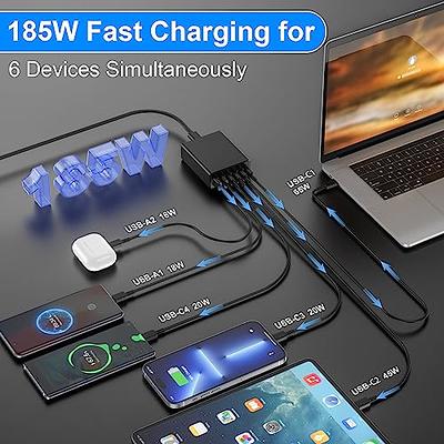 USB C Ladegerät Mehrfach, Cargador USB múltiple【1USB C + 5 USB A】 Cargador  USB de 65W, Carga USB múltiple, 6 Puertos estación de Carga Compatible con  iPhone/Samsung/Pixel y Otros Dispositivos USB 