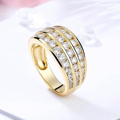 JewelryPalace Wedding Eternity Band Engagement Rings for her, Yellow Gold  Plated 925 Sterling Silver Promise Rings for Women, Anniversary Simulated  Diamond Ring Set, Girls Womens Jewelry Set 9 - Yahoo Shopping