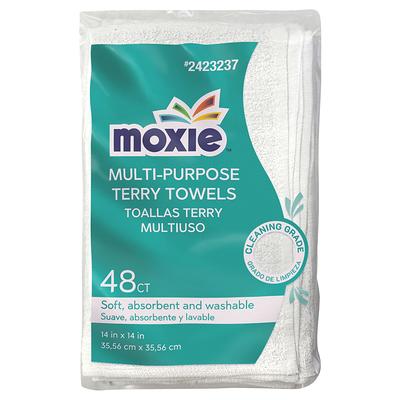 S&T INC. Multipurpose Cotton Terry Cleaning Towels for Home, Automotive,  and Garage, 14 Inch x 17 Inch, White, 24 Pack