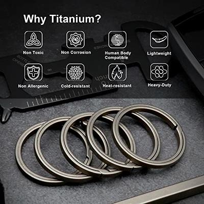 TISUR Titanium Keychain Rings, Split Side Pushing Heavy Duty Black