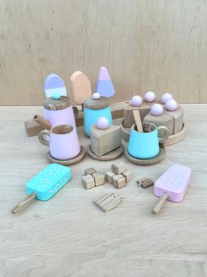 Wooden Kitchen Set for Kids, Play Kitchen with Toy Kitchen Accessories,  Beige