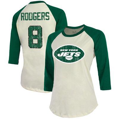 Women's Majestic Threads Aaron Rodgers Green New York Jets Name & Number  Pullover Hoodie