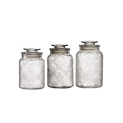EkkoVla 78oz Glass Jars with Airtight Lids, Set of 3 Large Food Storage  Containers, Square Glass Canisters for Pasta, Coffee, Candy, Flour, Cereal