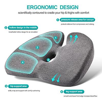 Seat Cushion, Office Chair Cushions Butt Pillow for Long Sitting, Memory  Foam Chair Pad for Back, Coccyx, Tailbone Pain Relief