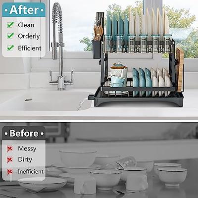 Santentre 2-Tier Dish Drying Rack with Removable Utensil Holder