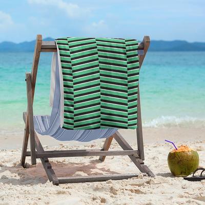 Cabana Stripe Oversized Cotton Beach Towel, Set Of 2, Dark Green