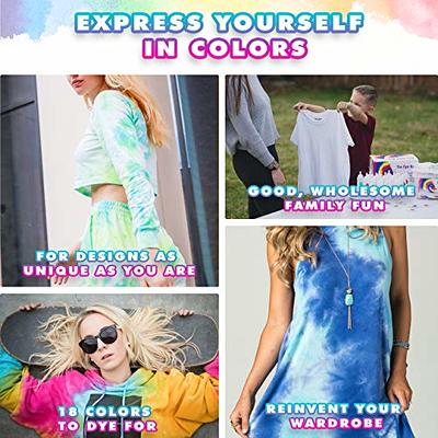 Tie Dye Kit for Kids and Adults - Easy DIY Tie Dye Party Kit with 18  Colors, Fabric Dye Refills, Rubber Bands, Gloves, Table Cover + More  Supplies 