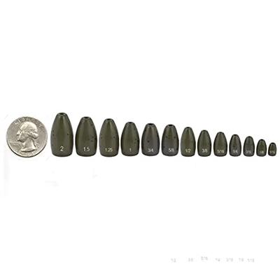 Fishfun 12 Pack Tungsten Fishing Weights, No Chip Anodized Black Bullet  Worm Sinkers, 1/8oz