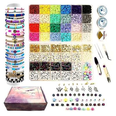 4800Pcs Clay Beads for Jewelry Making Bracelet Kit,Flat round Polymer He